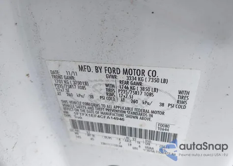 2012 Ford F-150 Xl from USA, damaged, VIN 1FTFX1EF4CFA14946